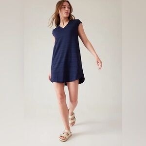 Athleta Pacifica Navy Blue V-Neck Dress Small